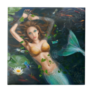 Carreaux décoratifs en céramique de sirène dans le