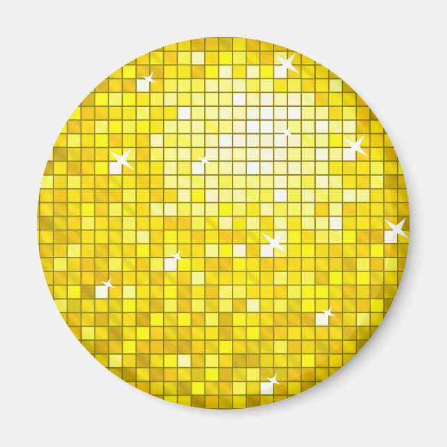 Carreaux Disco Aimant frigo jaune rond (Devant)