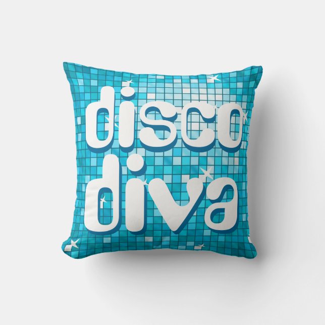 Carreaux Disco Blue 'disco diva' lancer oreiller (Recto)