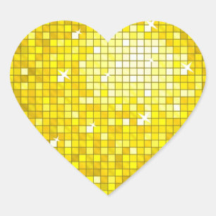 Carreaux Disco Coeur autocollant jaune