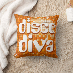 Carreaux Disco Orange 'disco diva' lancer oreiller