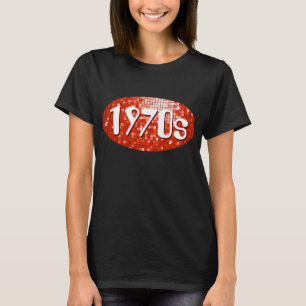 Carreaux Disco Rouge T-shirt des années 1970 noir