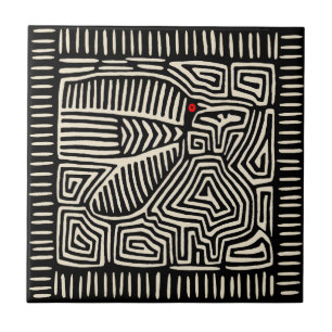 Carreaux d'oiseaux noirs indiens Kuna