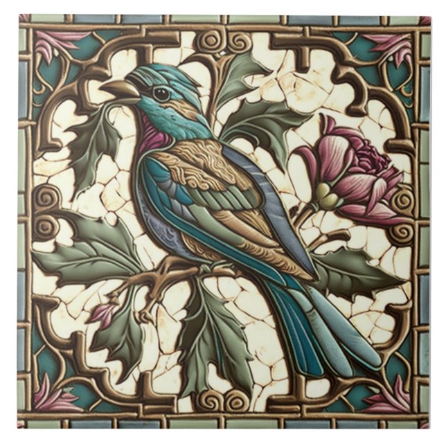Carreaux d'oiseaux - Vintage - Art Nouveau (Devant)