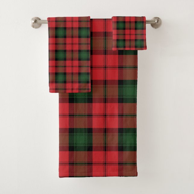 Carreaux élégants Tartan Rouge et Vert Rustique (En situation)