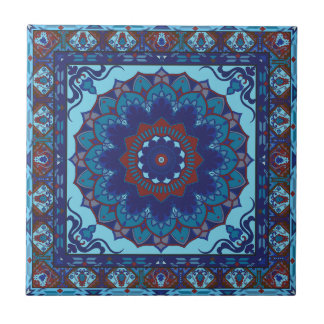 Carreaux En Céramique Bleu Islamique Et Motif Roug