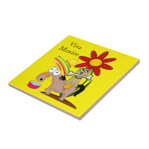 Carreaux en céramique Chien mexicain Donkey Floral