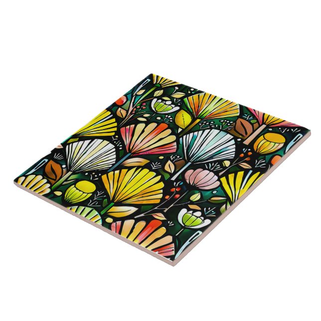 Carreaux en céramique design plante (Côté)