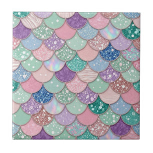Carreaux en céramique en écailles de sirène pastel