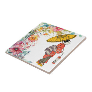 Carreaux en céramique femme asiatique