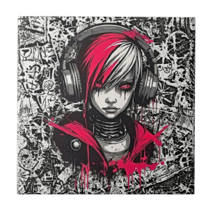 Carreaux en céramique Fille Anime Emo Cyber Y2K Éc