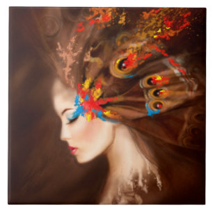 Carreaux en céramique Gros papillon femme (6" X 6"