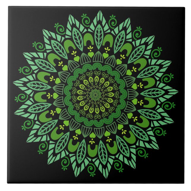 Carreaux en céramique Mandala vert (Devant)