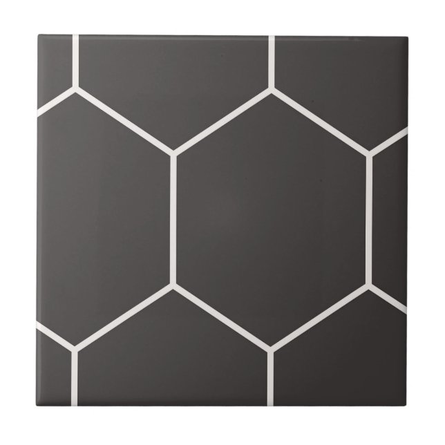 Carreaux en céramique noire Motif Hexagon (Devant)