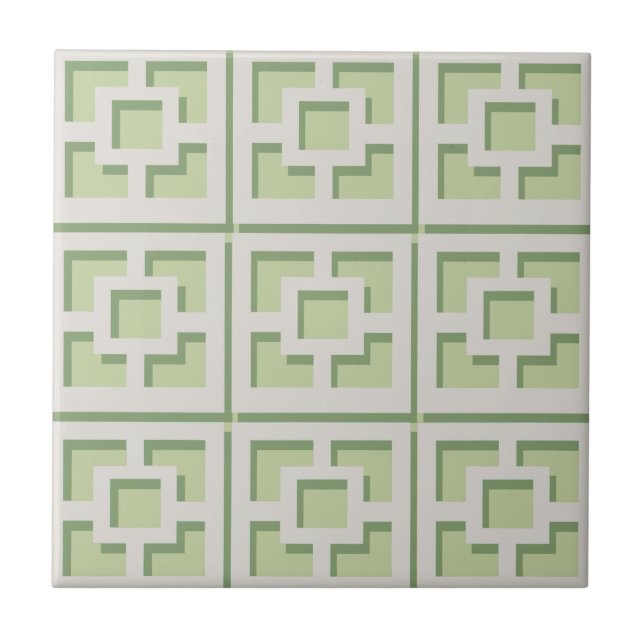 Carreaux en céramique Retro Green Trellis (Devant)