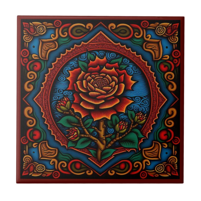 carreaux en céramique rose de style art huichol me (Devant)