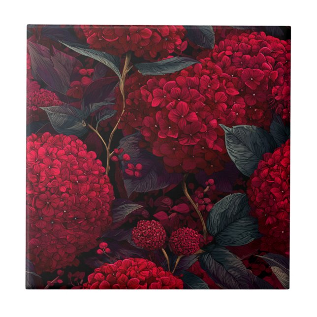Carreaux Floraux Gras Hydrangeas Pour Parquet (Devant)