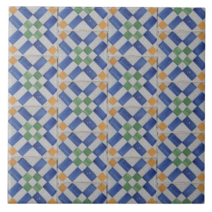 Carreaux Géométriques Azulejos Bleu Jaune Repro Es