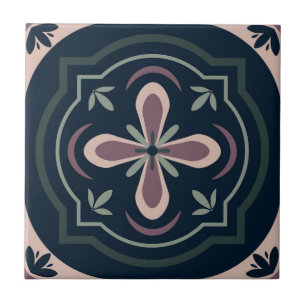 carreaux géométriques floraux de couleur terreuse