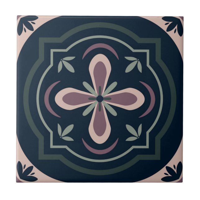 carreaux géométriques floraux de couleur terreuse (Devant)