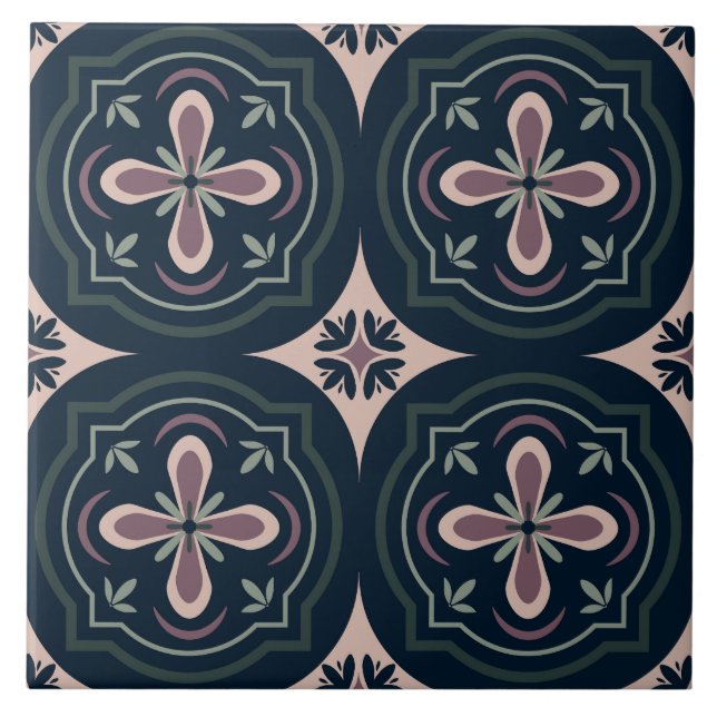 carreaux géométriques floraux de couleur terreuse (Devant)