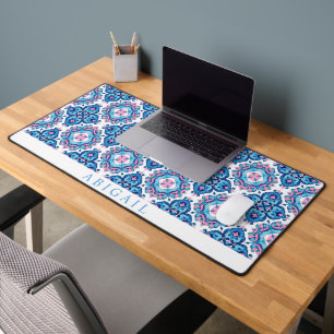 Carreaux géométriques méditerranéens rose bleu
