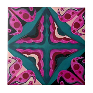 carreaux harmonieux de motif floral framboise