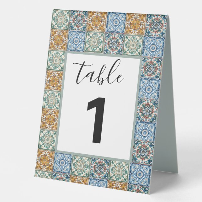 Carreaux italiens Mariage Numéro de table Signe (Recto)