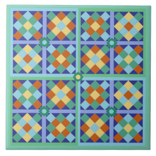 Carreaux marocains en terre cuite turquoise or ble