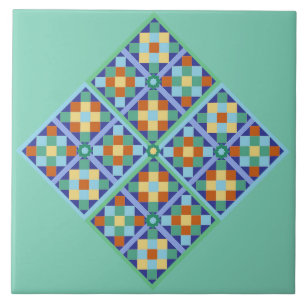 Carreaux marocains en terre cuite turquoise or ble
