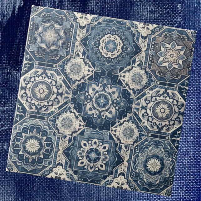Carreaux marocains méditerranéens bleu et blanc (Créateur téléchargé)