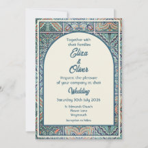 Carreaux méditerranéens - Faire-part de mariage