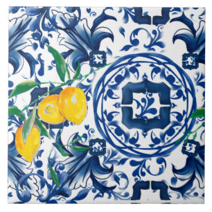 Carreaux méditerranéens, majolica, tuiles bleues,