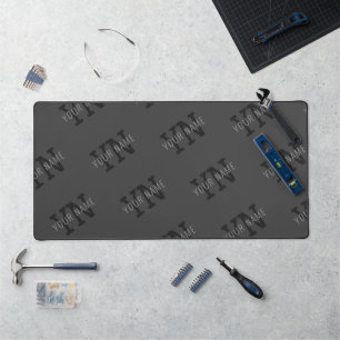 Carreaux modernes gris foncé avec monogramme de no