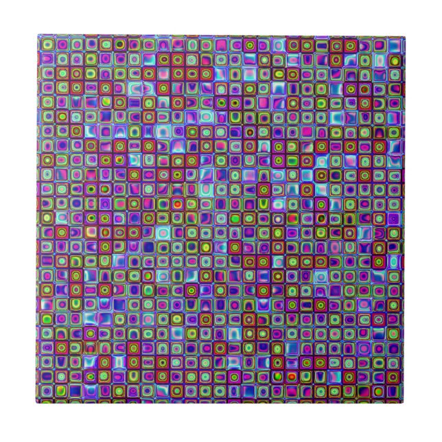 Carreaux Mosaïques Rétro Funky Violet Fumé (Devant)