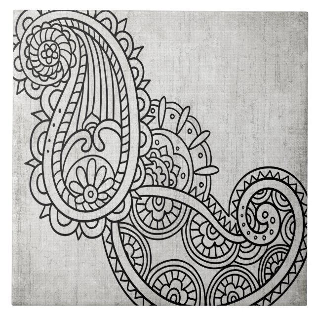 Carreaux Motif Gris Mehndi (Devant)