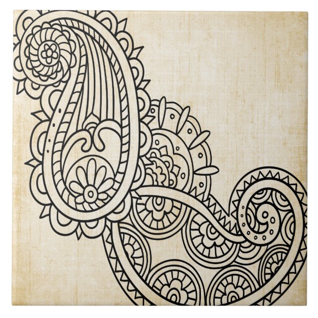 Carreaux Motif Mehndi Beige (Devant)