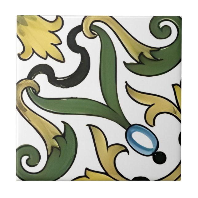 carreaux motifs de fleurs jaunes mayas (Devant)