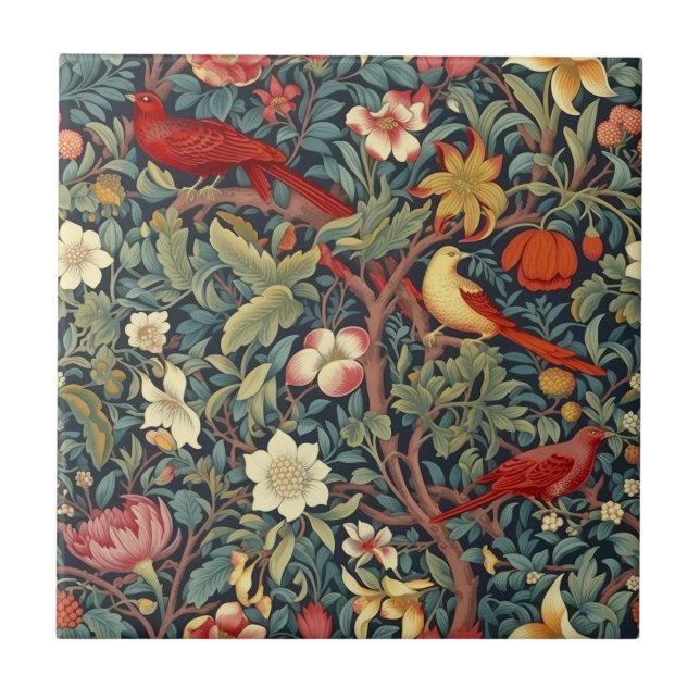 Carreaux Oiseaux en Fleurs (Devant)