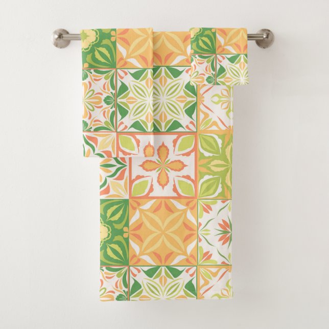 Carreaux ornés en vert et jaune (En situation)