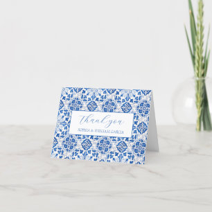 Carreaux portugais Bleu Floral Mariage Merci