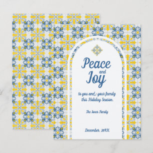 Carreaux portugais Carte de Noël Paix et joie