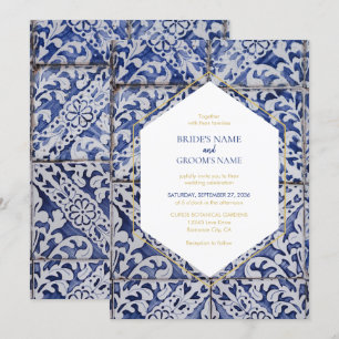 Carreaux portugais rustiques Invitations de mariag