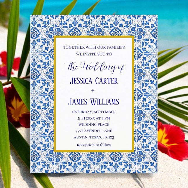 Carreaux portugais rustiques Mariage méditerranéen (Créateur téléchargé)