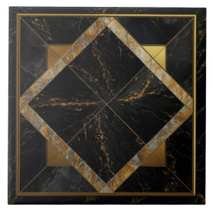 Carreaux répétitifs en marbre noir et or chic