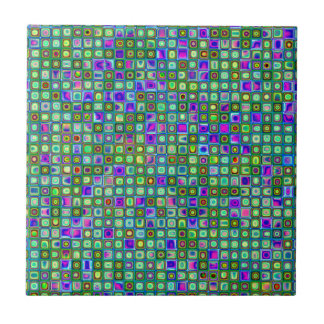Carreaux Rétro Funky Verts, Bleus Et Violets Motif