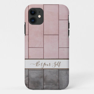 Carreaux rose et gris coques iphone monogramme. Co