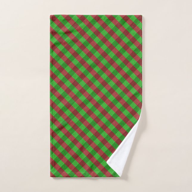 Carreaux Rouges et Verts Pailletés (Serviette à main)
