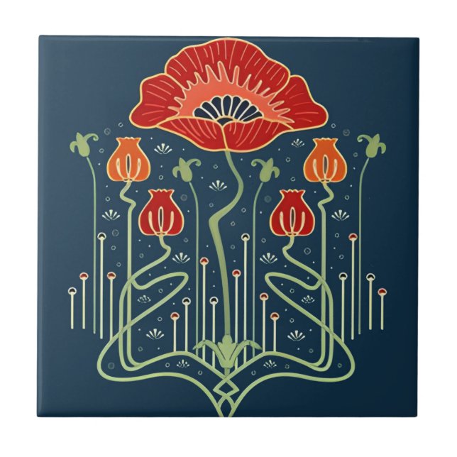 carreaux suédois fleurs bleues oranges (Devant)