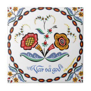 carreaux suédois fleurs rouges simples